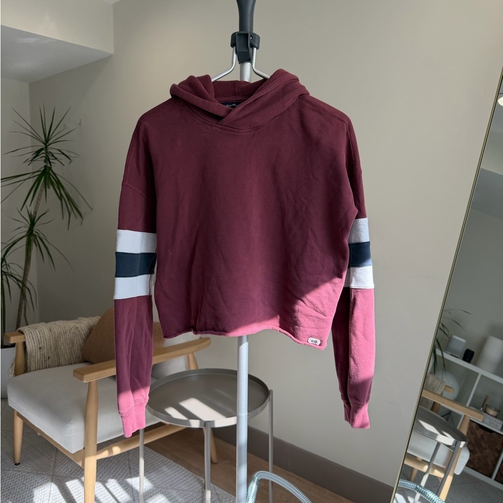 Women's | Abercrombie & Fitch Cropped Hoodie Striped Sleeve | Small